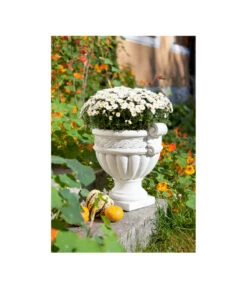 Fantasieco Stein-Vase Baden, Weiß, Ca. Ø45/H42 Cm -Ecopots Garten Geschaft 2388742 WE MO 002 VaseMarmorWeiss46cm