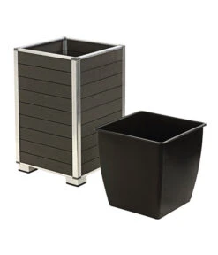 Dehner WPC-Pflanztopf Inkl. Kunststoff-Einsatz, Anthrazit -Ecopots Garten Geschaft 3220985 WE DE 002 PolystonePflanztopfinklKunststoffEinsatzanthrazit