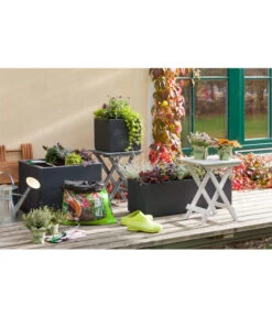 Dehner Kunststoff-Blumenkübel Palermo, Anthrazit -Ecopots Garten Geschaft 3728110 3728151 3940756 3940764 WE MO 001 KunststoffTopfKastenKubusAnthrazit