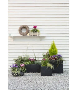 Dehner Kunststoff-Blumenkübel Palermo, Anthrazit -Ecopots Garten Geschaft 3728110 3728151 3940756 WE MO 006 KunststoffBlumenkuebelKubusanthrazitBlumentopf