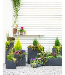 Dehner Kunststoff-Blumenkübel Palermo, Anthrazit -Ecopots Garten Geschaft 3728110 3940764 3693611 WE MO 001 KunststoffPflanzkastenKubus