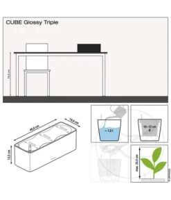 LECHUZA® CUBE Glossy Triple, All-in-One Set, 40 Cm -Ecopots Garten Geschaft 4310702 4310678 4310652 WE DE 001 CubeGlossyTriple14