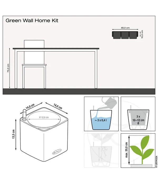 LECHUZA® CUBE Glossy Green Wall Home Kit, Ca. B48/H14/T15 Cm 7 LECHUZA® CUBE Glossy Green Wall Home Kit, Ca. B48/H14/T15 Cm – Bild 5